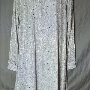 Nena & Co. Glittering Silver Long Sleeve Dress